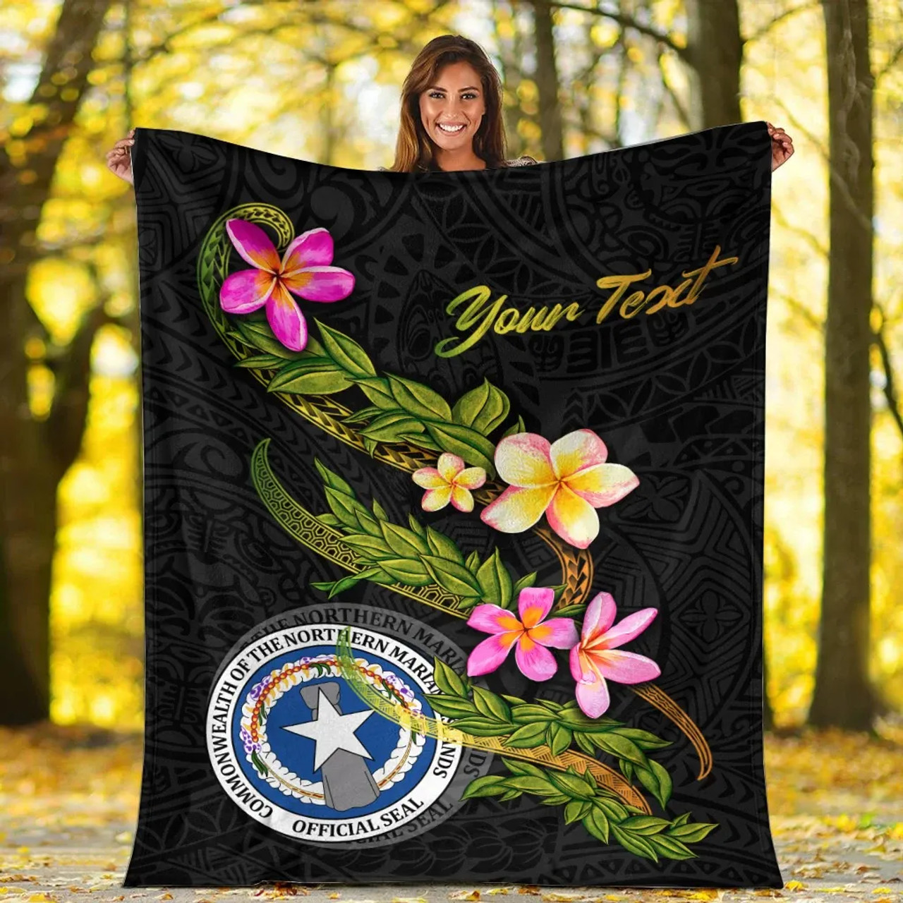 Northern Mariana Islands Polynesian Custom Personalised Blanket - Plumeria Tribal 5