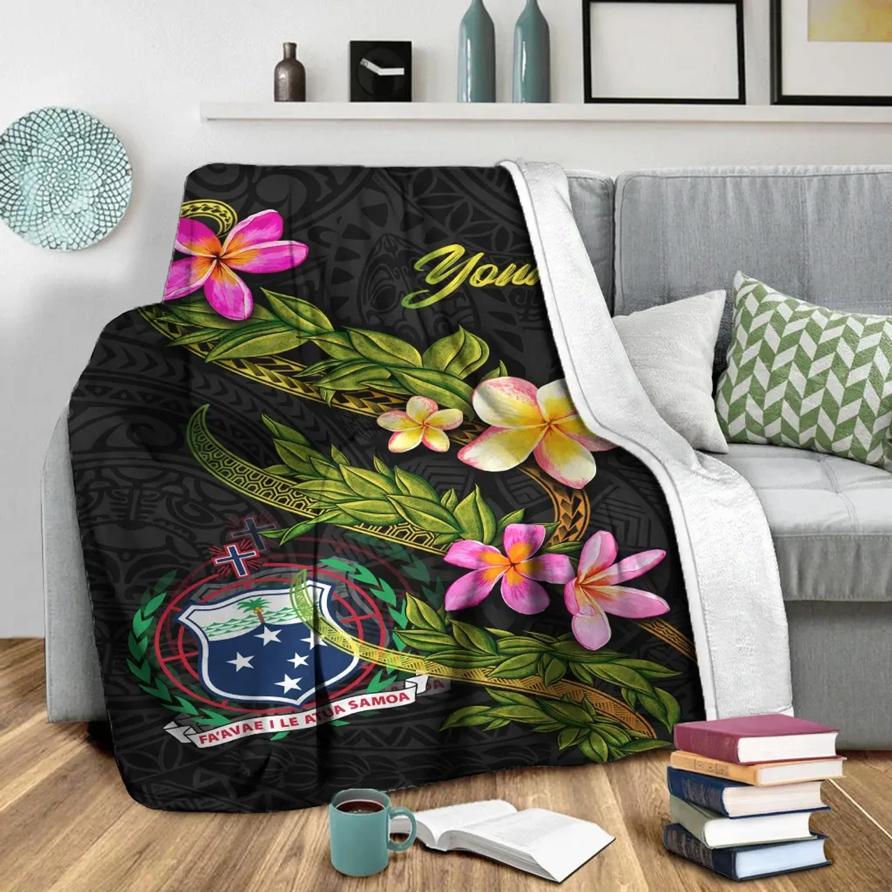 Samoa Polynesian Custom Personalised Blanket - Plumeria Tribal 3