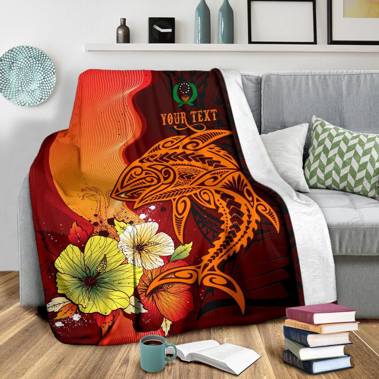 Pohnpei Custom Personalised Premium Blankets - Tribal Tuna Fish 3