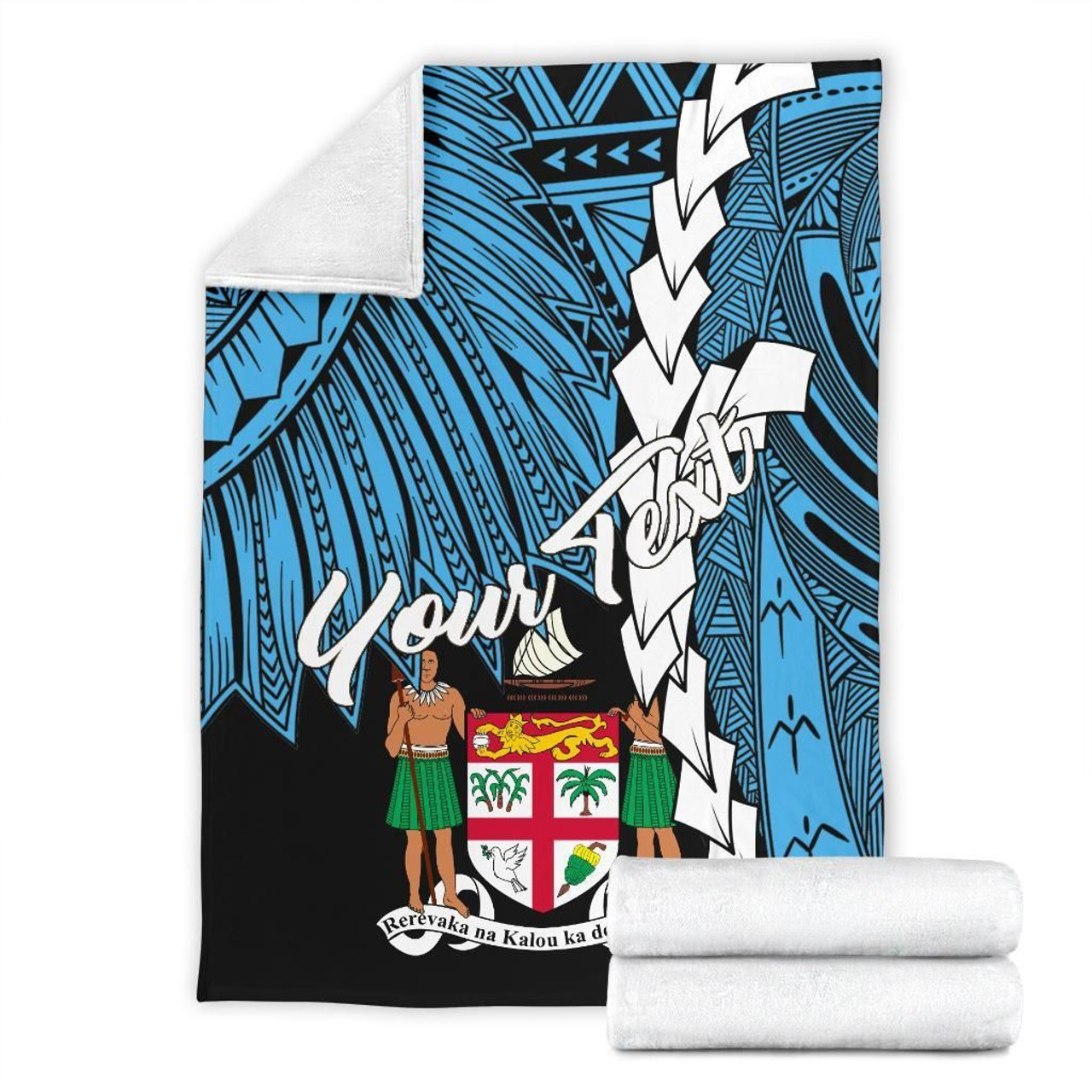 Fiji Polynesian Custom Personalised Premium Blanket - Tribal Wave Tattoo Flag Style 7