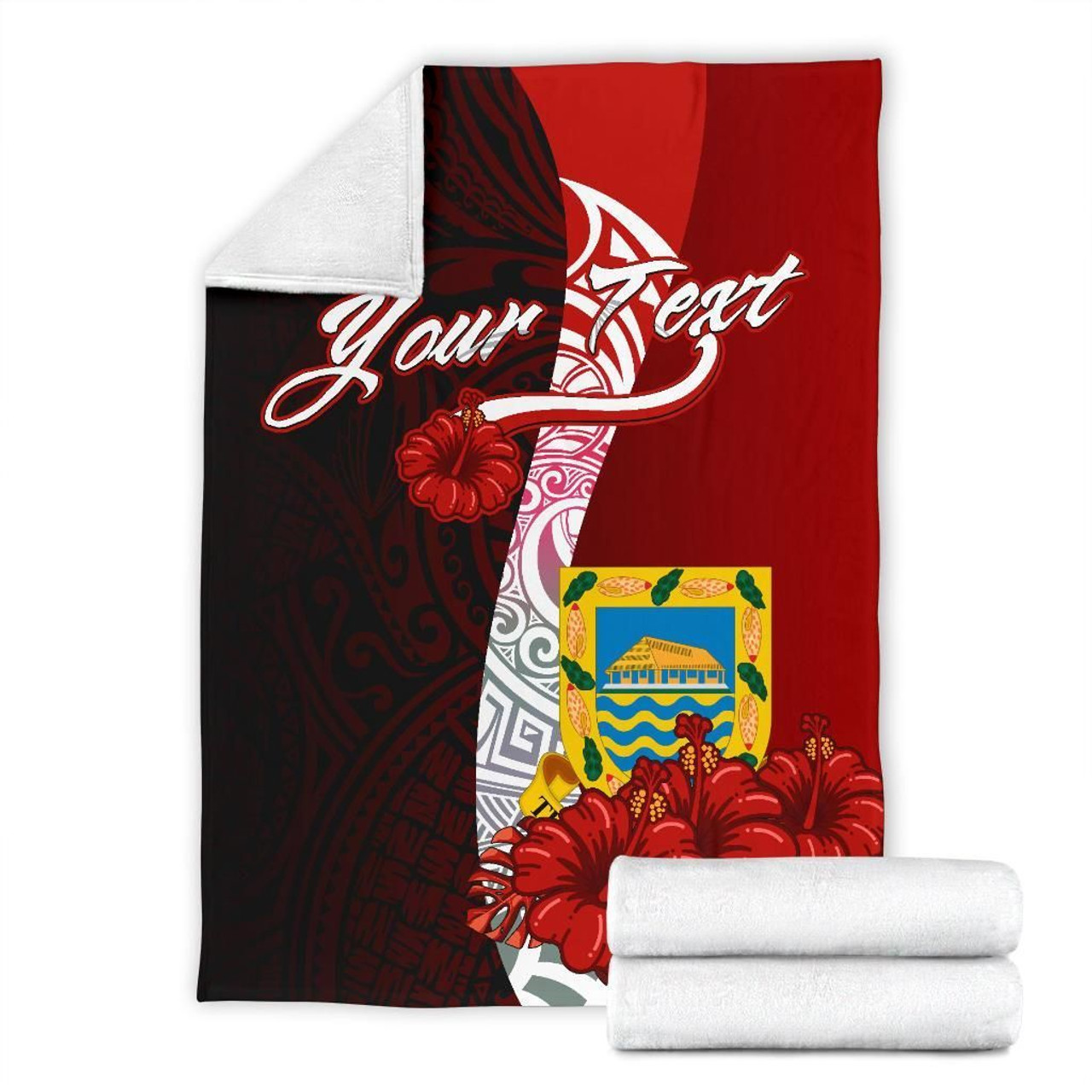 Tuvalu Polynesian Custom Personalised Premium Blanket - Coat Of Arm With Hibiscus 7