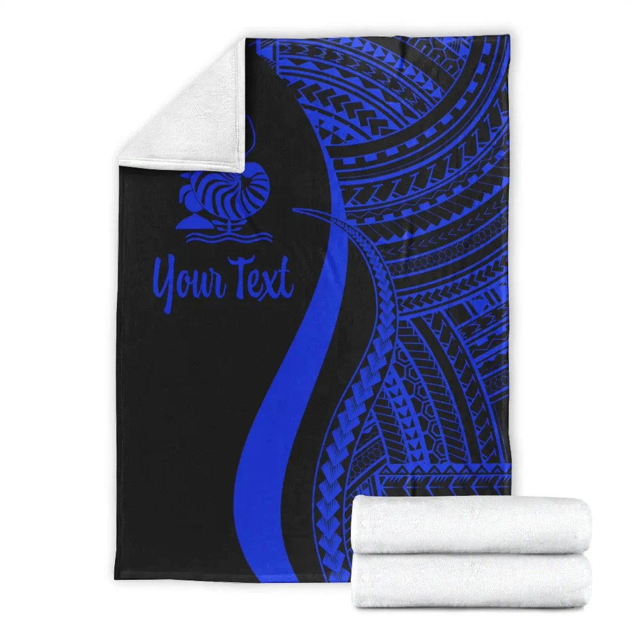 New Caledonia Custom Personalised Premium Blanket - Blue Polynesian Tentacle Tribal Pattern Crest 7