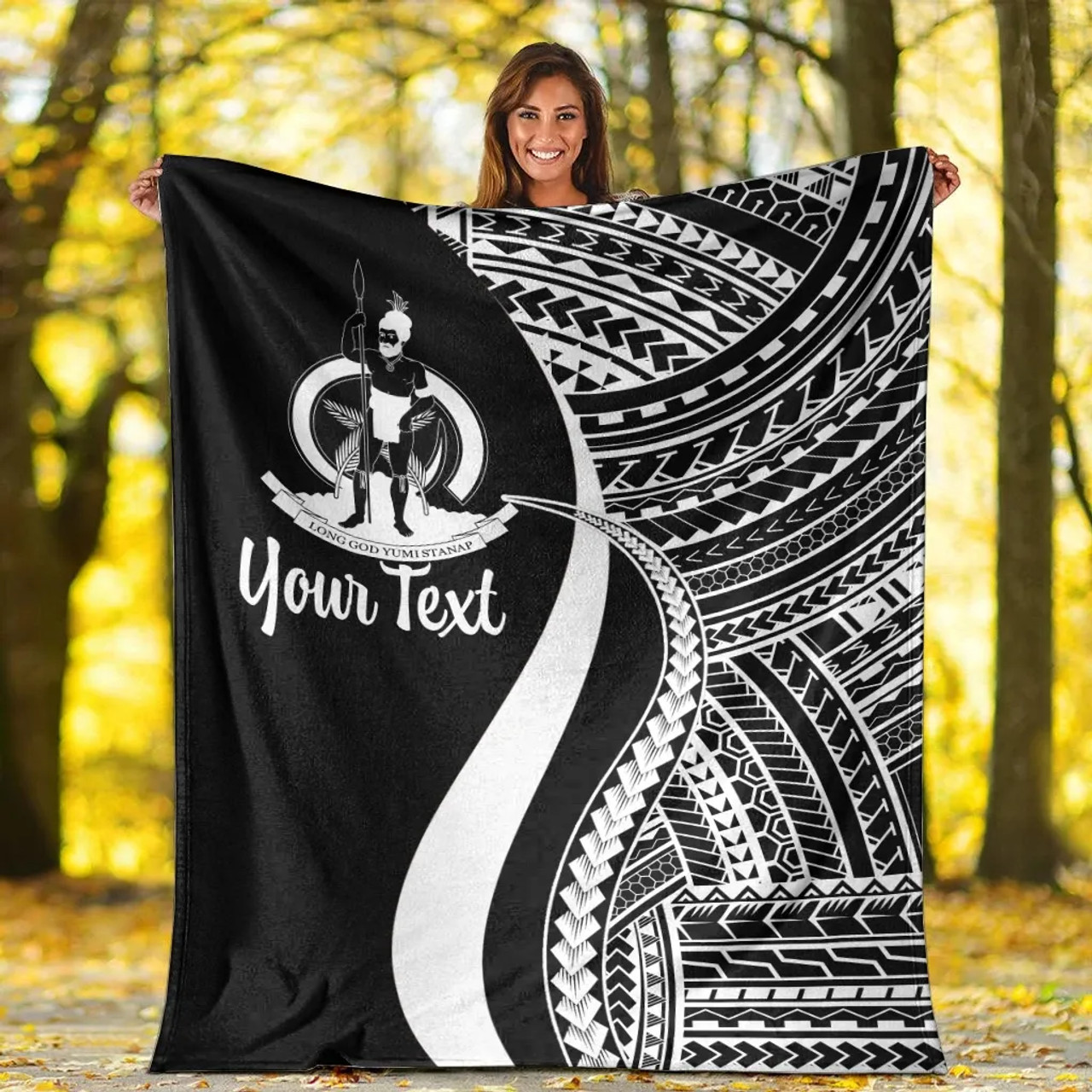 Vanuatu Custom Personalised Premium Blanket - White Polynesian Tentacle Tribal Pattern 6