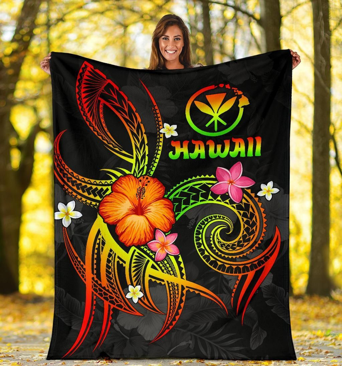 Polynesian Hawaii Premium Blanket - Legend of Kanaka Maoli (Reggae) 5