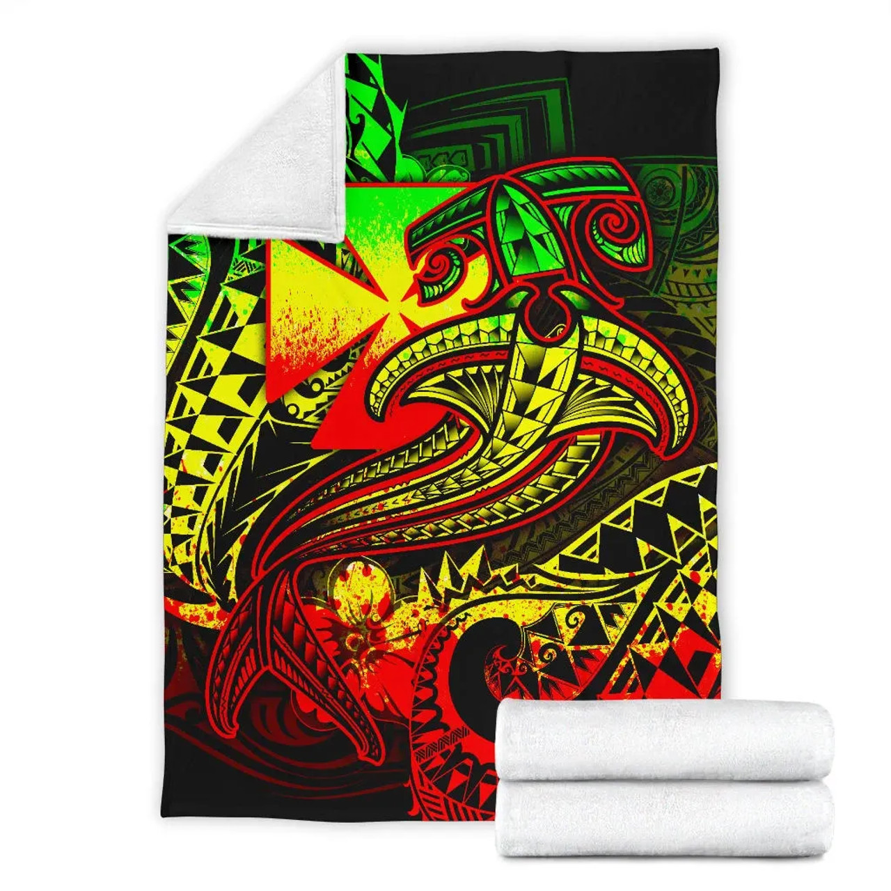 Polynesian Wallis and Futuna Premium Blanket - Reggae Shark Polynesian Tattoo 7