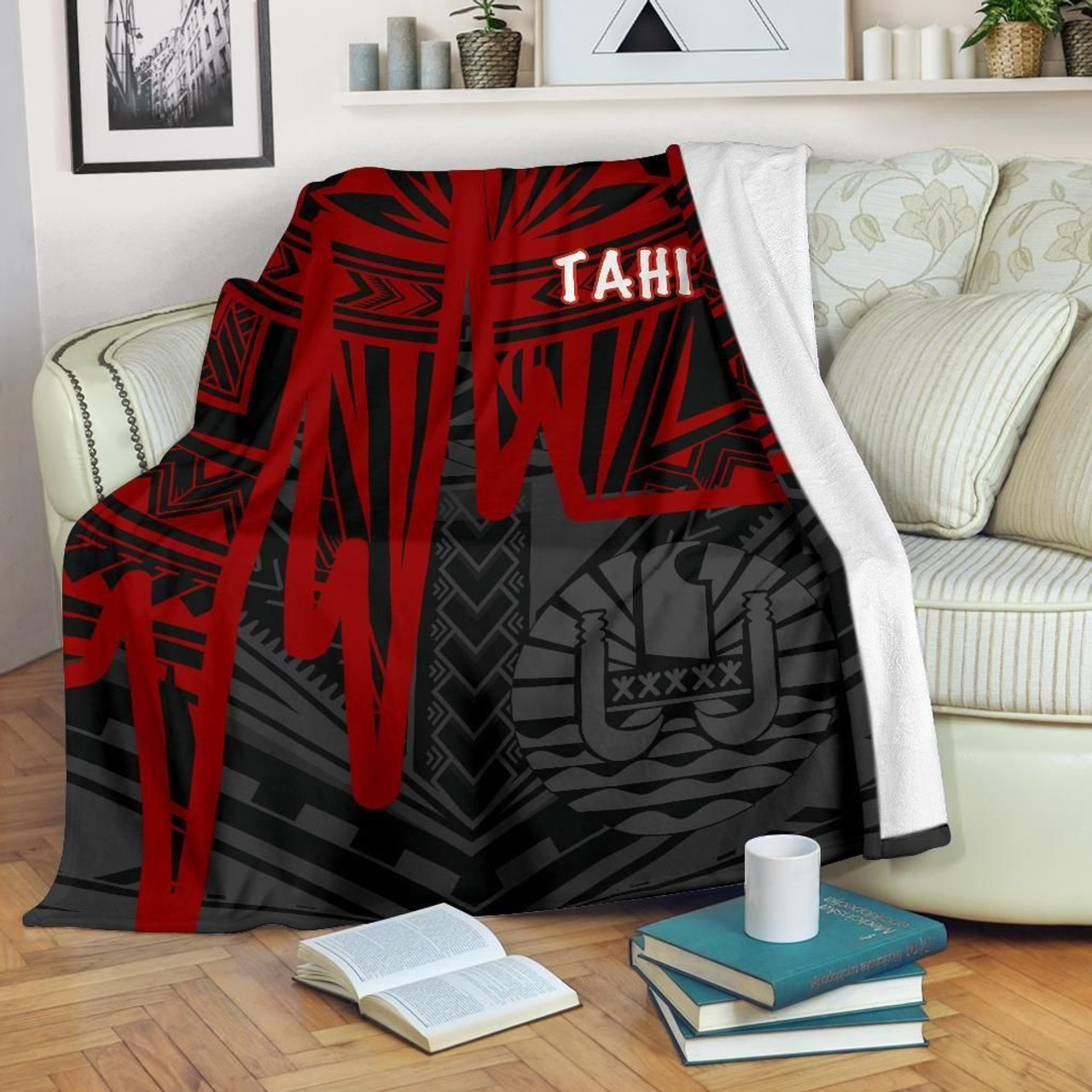 Tahiti Premium Blanket - Tahiti Seal In Heartbeat Patterns Style (Red) 3