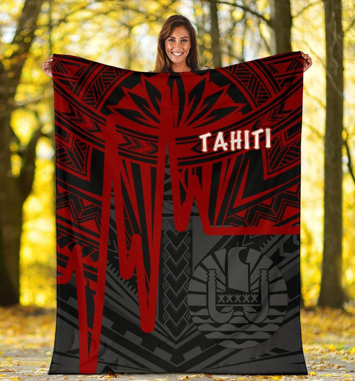 Tahiti Premium Blanket - Tahiti Seal In Heartbeat Patterns Style (Red) 5
