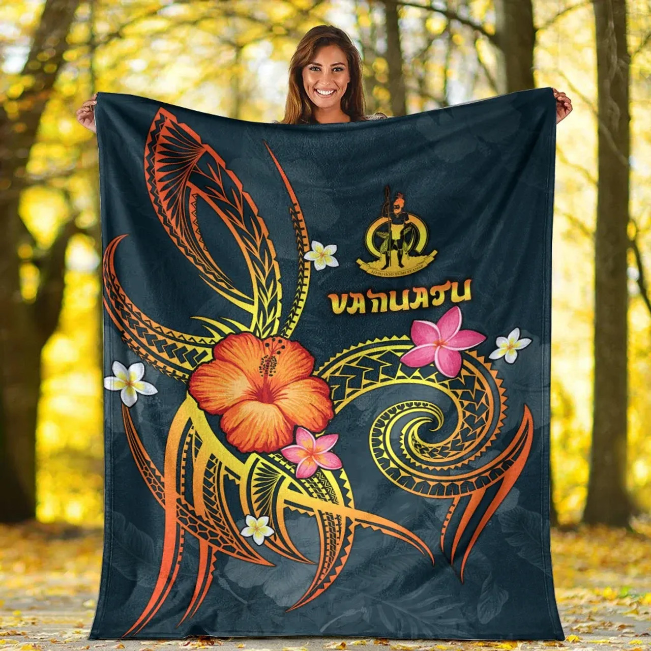 Vanuatu Polynesian Premium Blanket - Legend of Vanuatu (Blue) 4