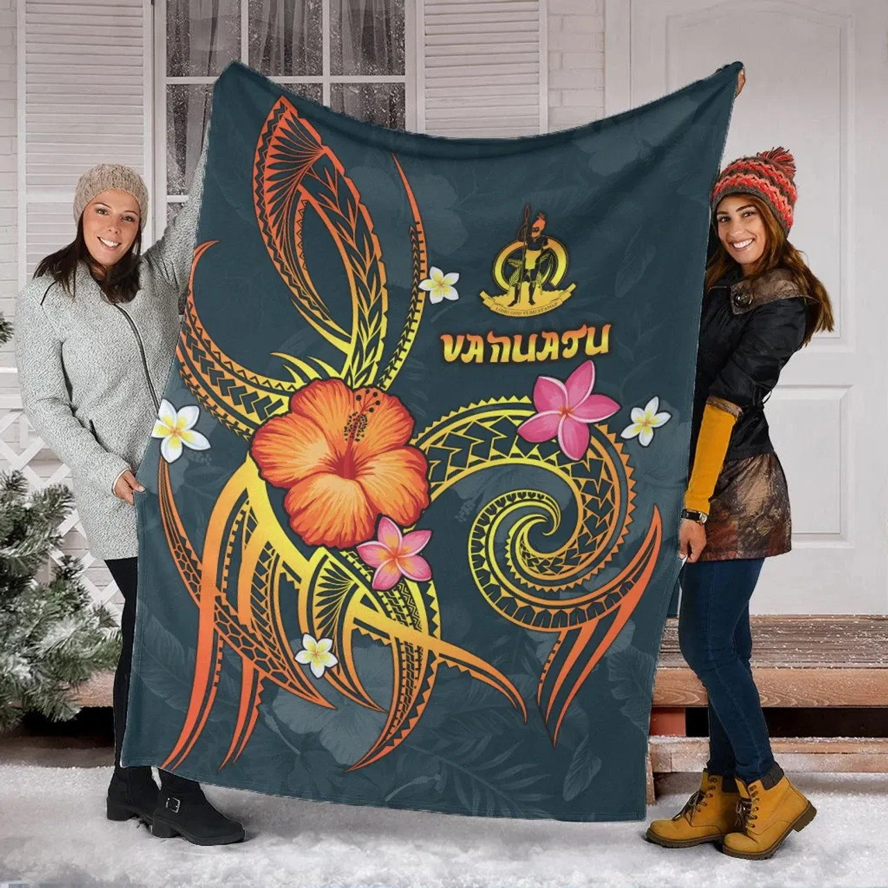 Vanuatu Polynesian Premium Blanket - Legend of Vanuatu (Blue) 5