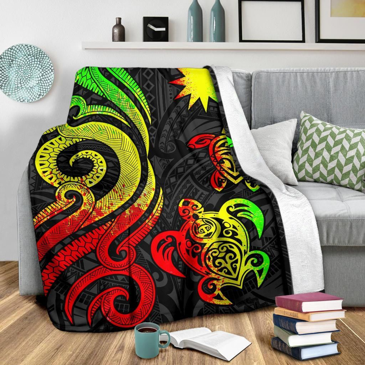Nauru Premium Blanket - Reggae Tentacle Turtle 3
