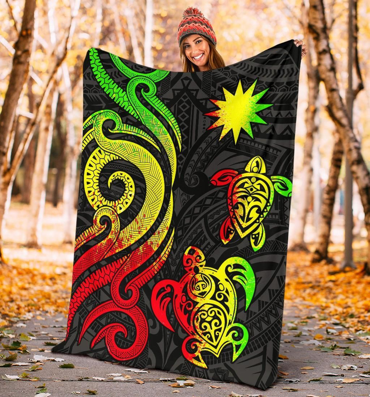 Nauru Premium Blanket - Reggae Tentacle Turtle 4