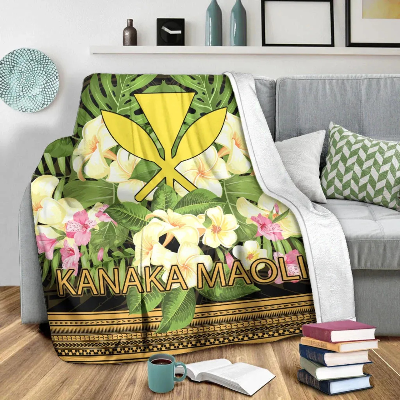 Hawaii Kanaka Maoli Premium Blanket - Polynesian Gold Patterns Collection 3