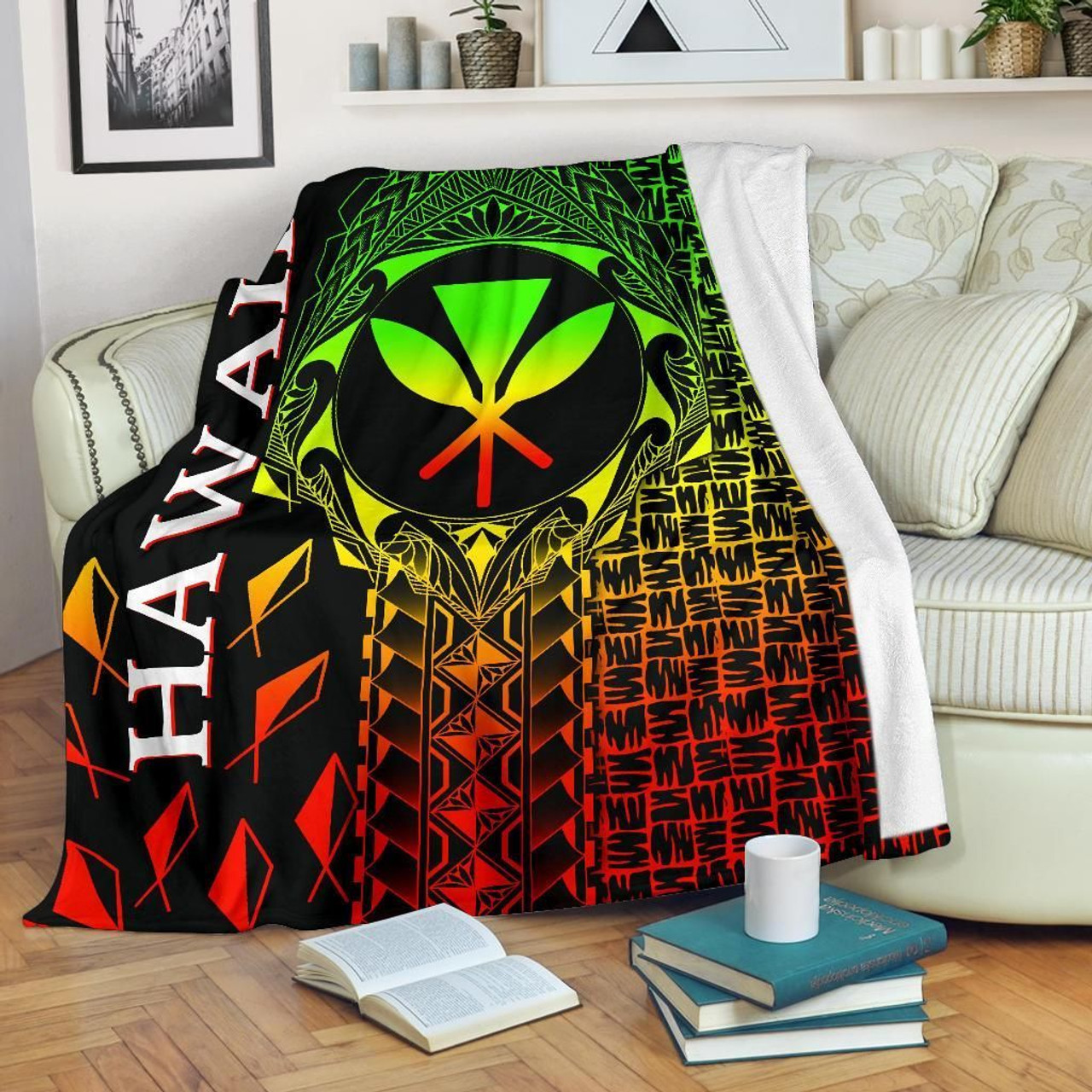 Hawaii Premium Blanket - Kanaka Maoli Rocket Style (Reggae) 2