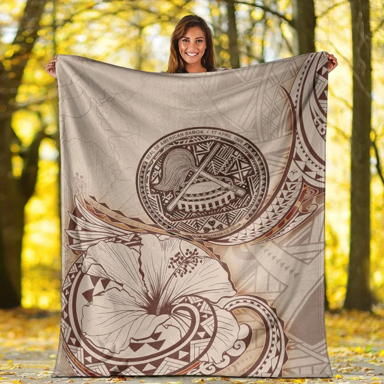 American Samoa Premium Blanket - Hibiscus Flowers Vintage Style 5