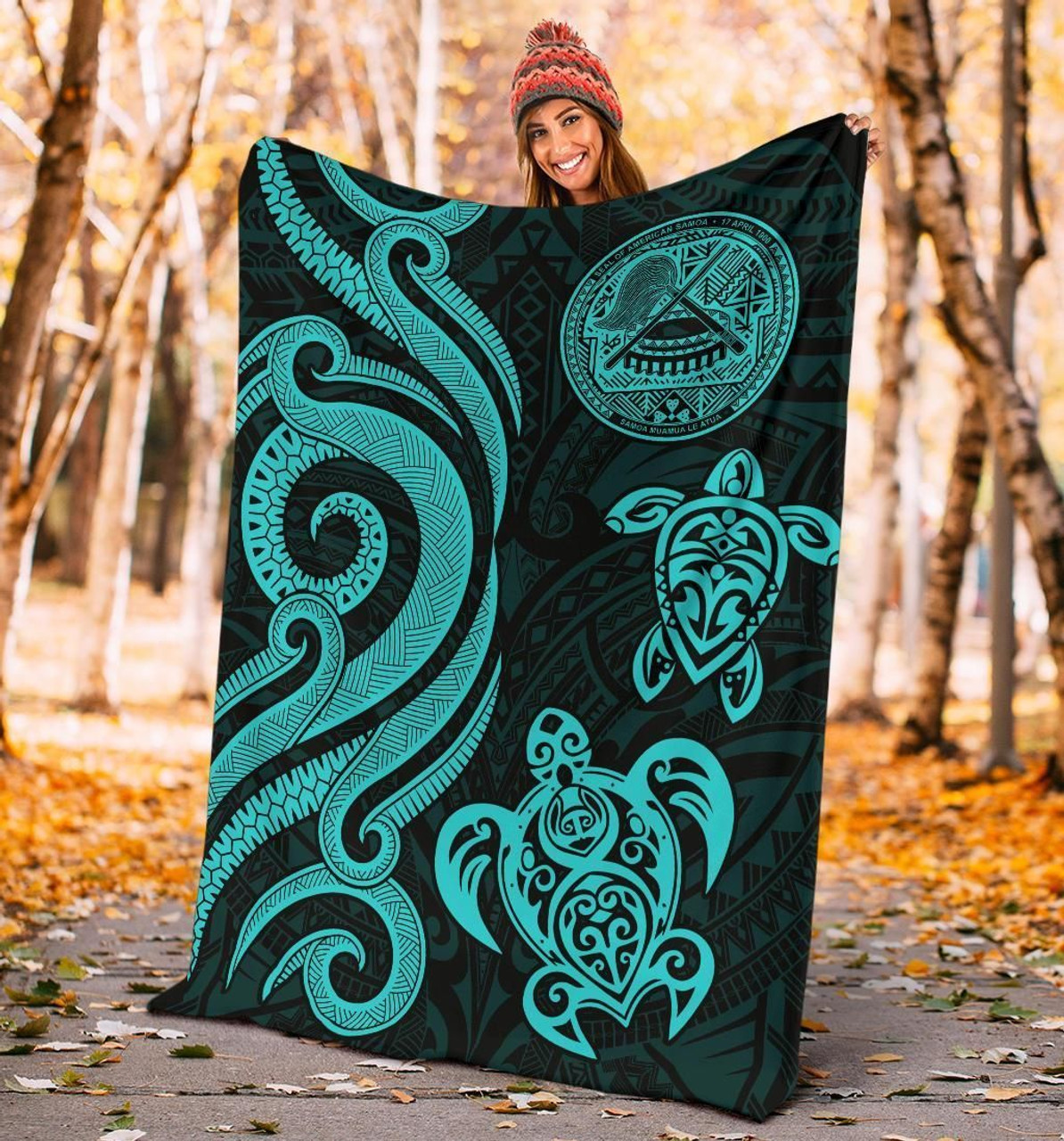 American Samoa Premium Blanket - Reggae Tentacle Turtle 4