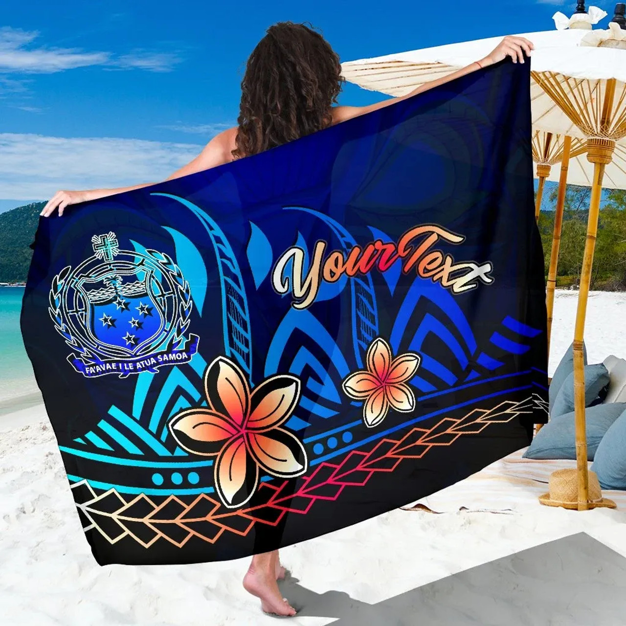 Samoa Custom Personalised Sarong - Vintage Tribal Mountain 1