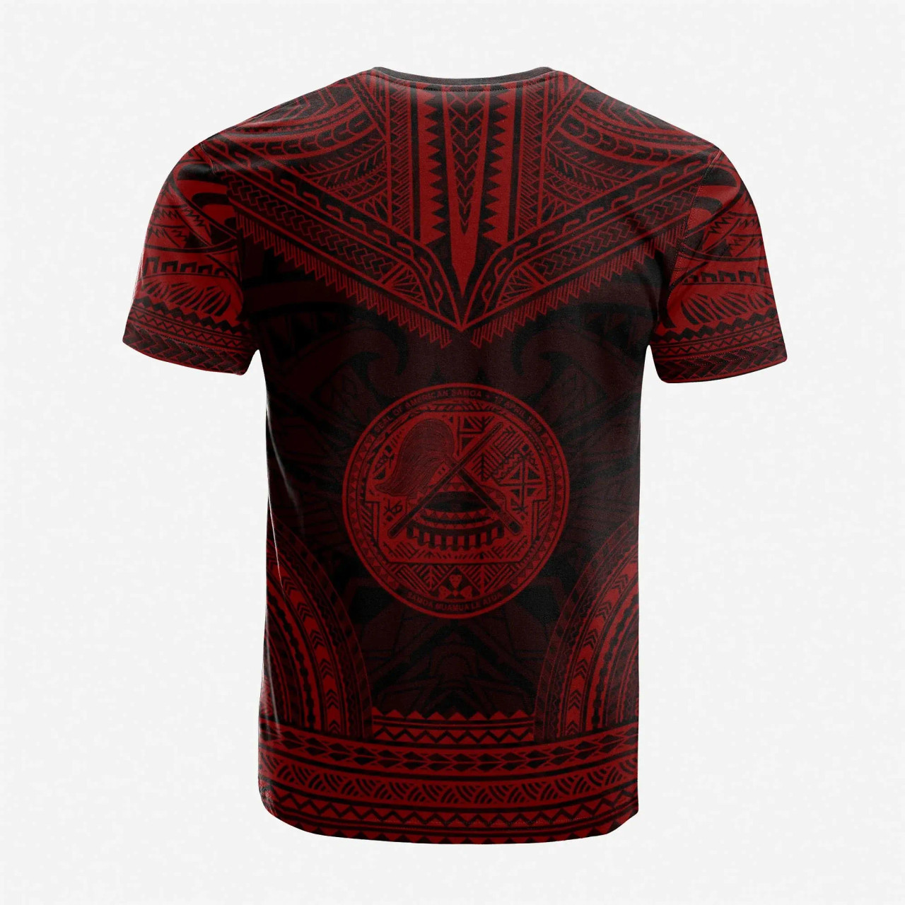 American Samoa Custom Personalised T-Shirt - American Samoa Seal Polynesian Chief Tattoo Red Version 1