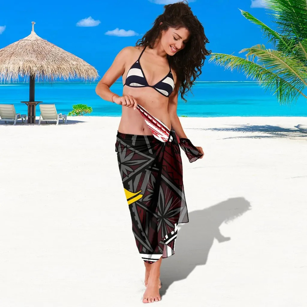 Tokelau Sarong - Tribal Flower Special Pattern Red Color 2