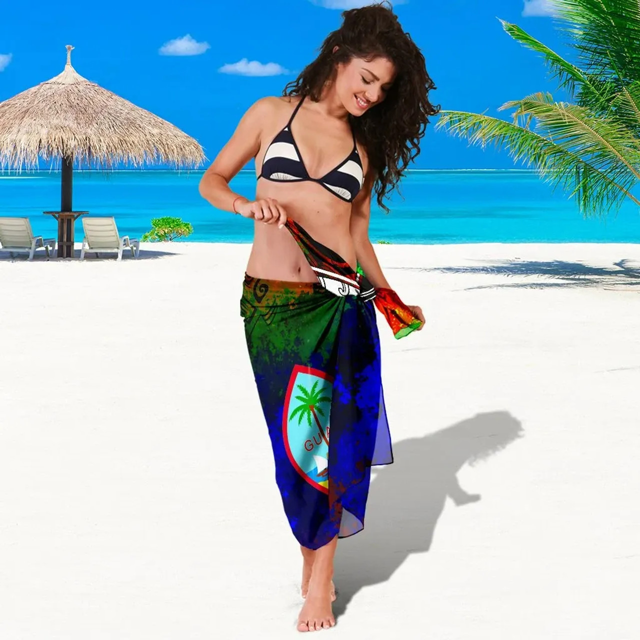 Guam Sarong - Tropical Leaf Rainbow Color 2