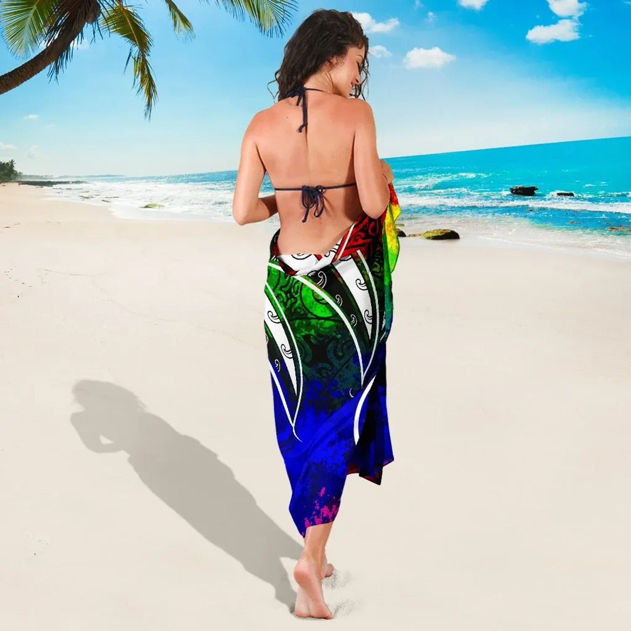 Yap Sarong - Tropical Leaf Rainbow Color 3