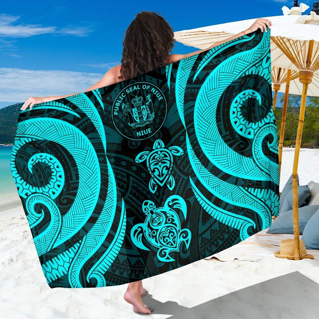 Niue Sarong - Tentacle Turtle Turquoise 1