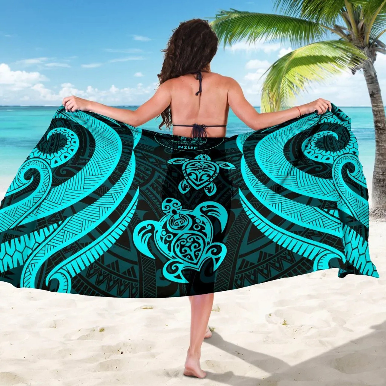 Niue Sarong - Tentacle Turtle Turquoise 5