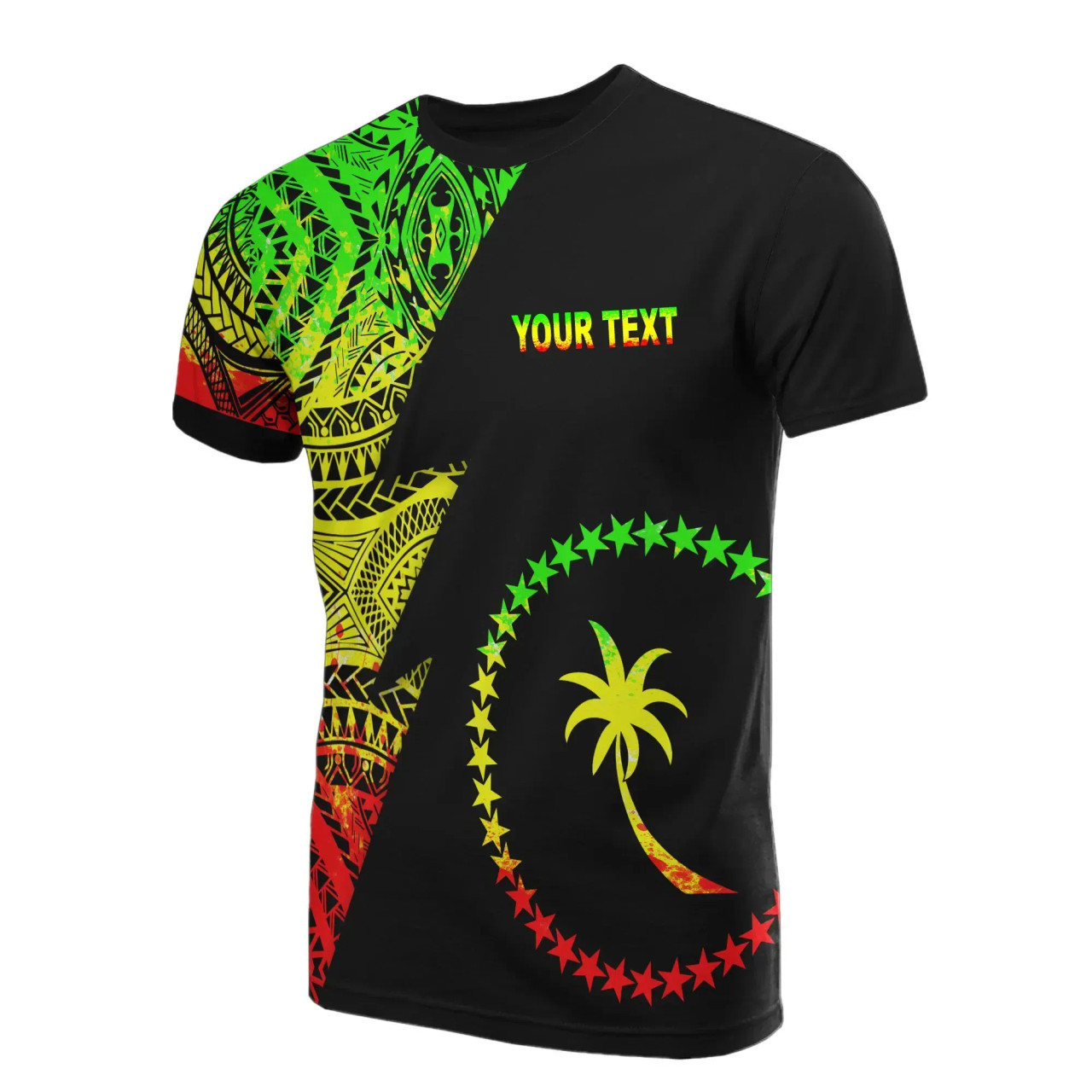 Chuuk Custom Personalised T-Shirt - Chuuk Flag Micronesian Pattern Reggae 1