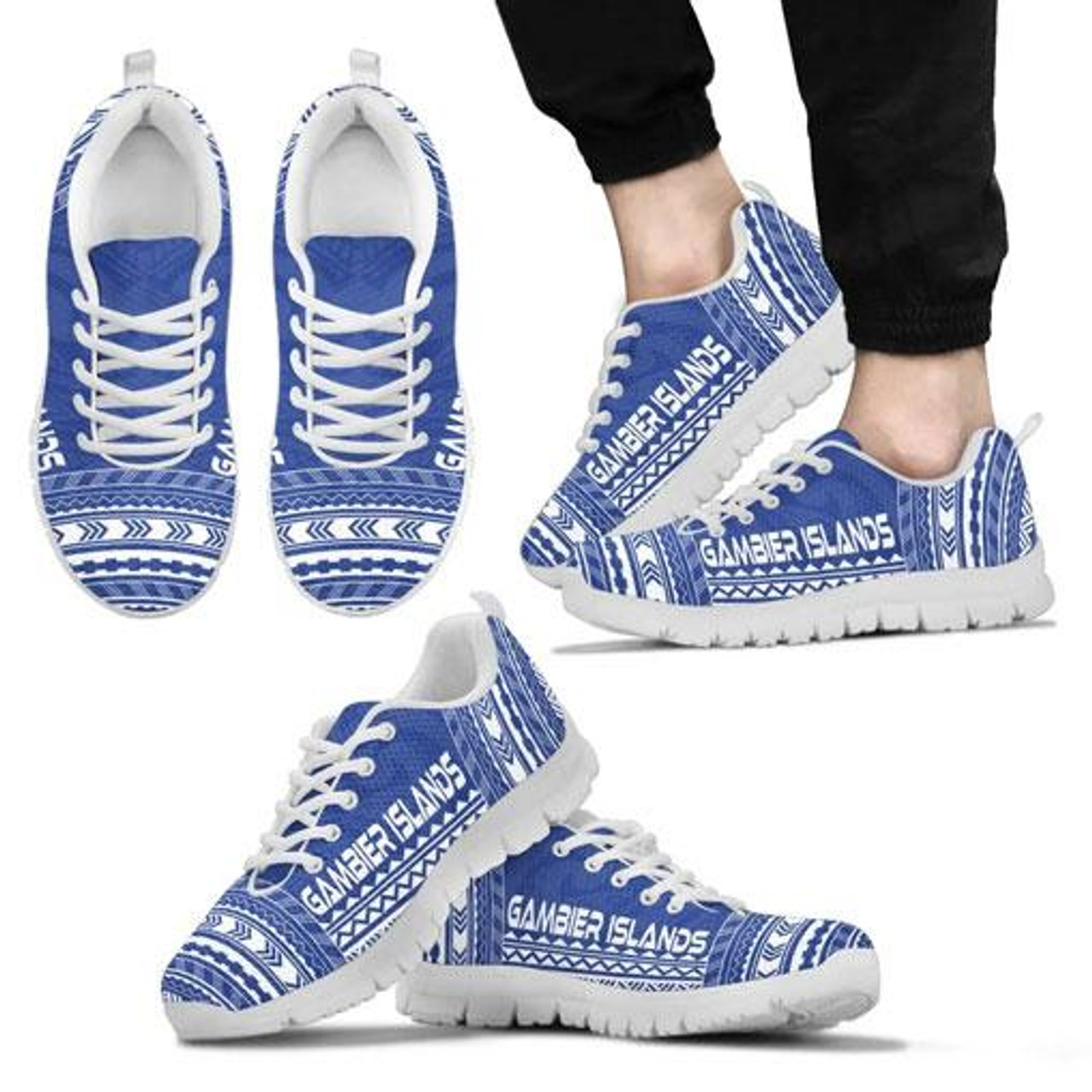 Gambier Islands Sneakers - Gambier Islands Polynesian Chief Tattoo Blue Version 1