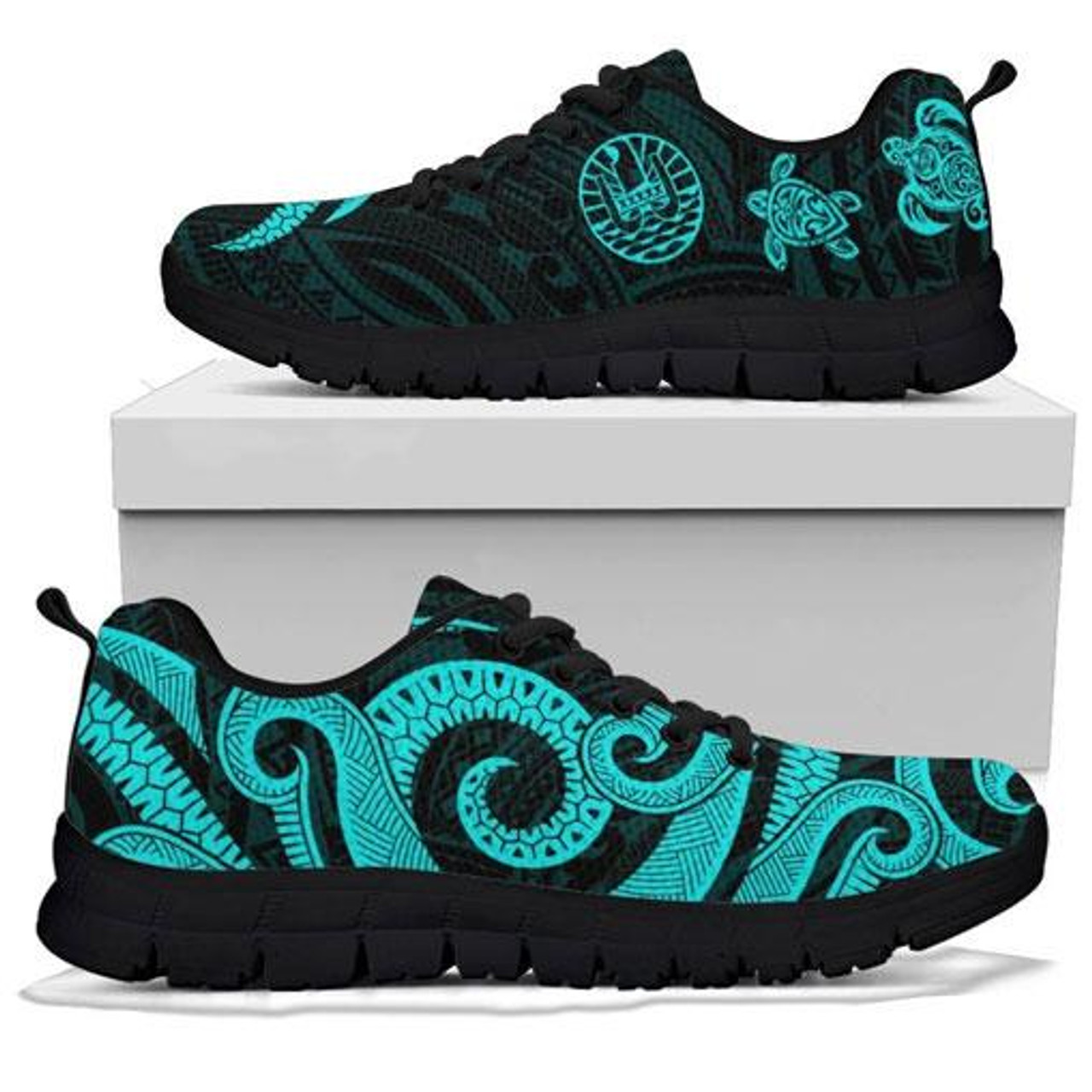 Tahiti Polynesian Sneakers - Turquoise Tentacle Turtle 3