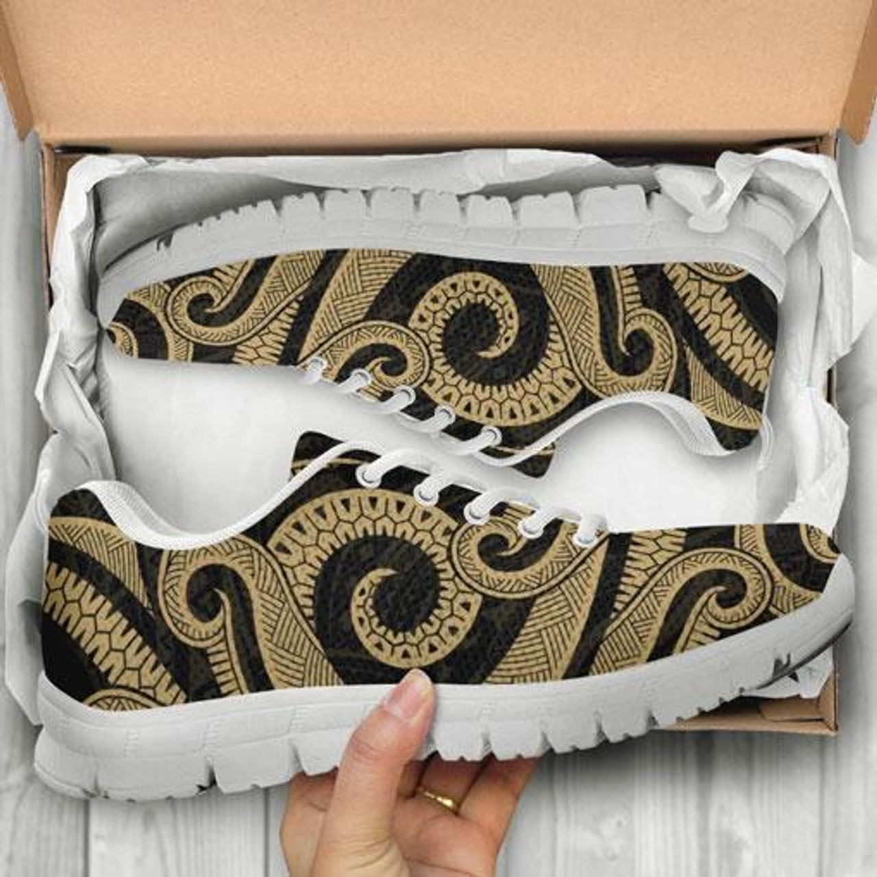 Guam Polynesian Sneakers - Gold Tentacle Turtle 10