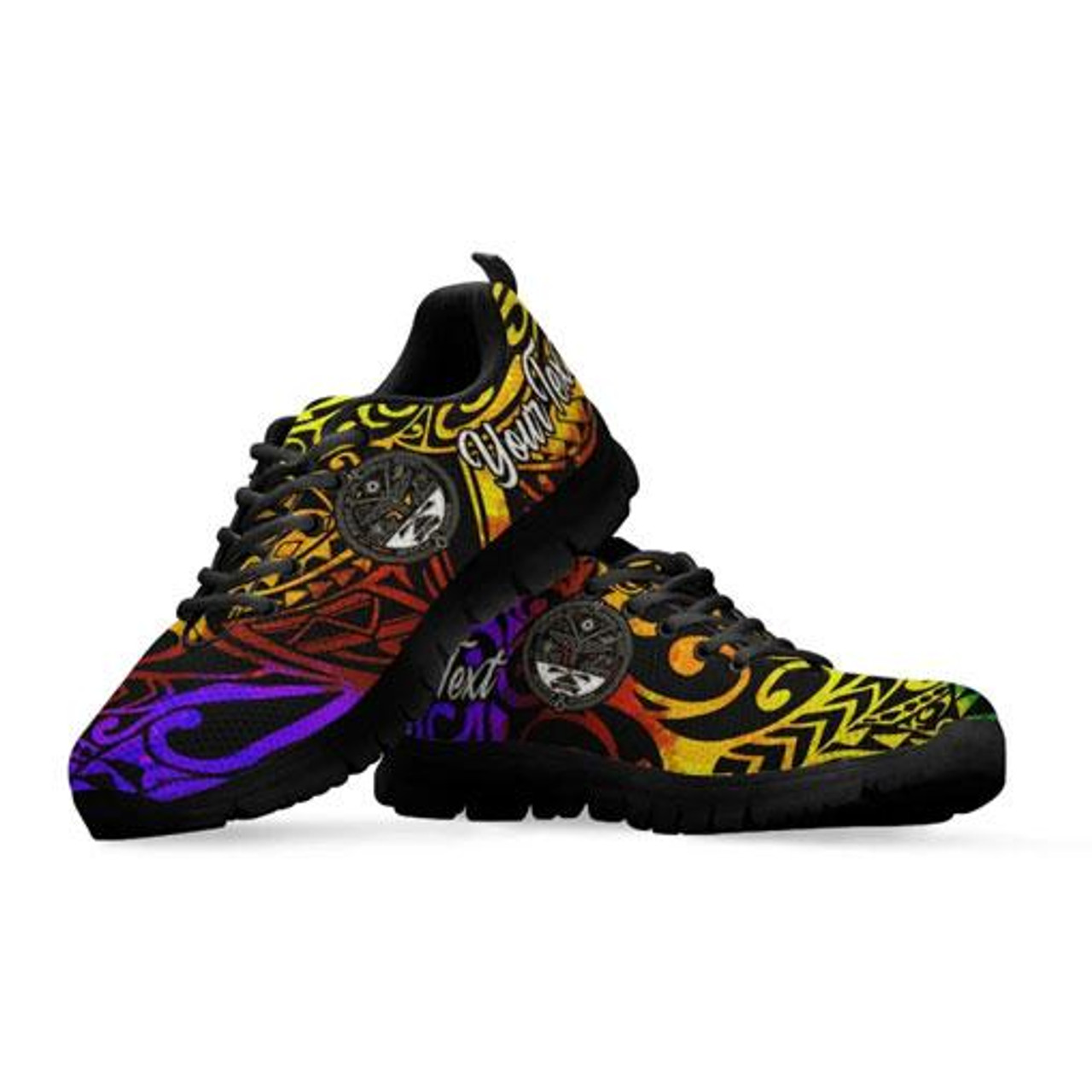 Marshall Islands Custom Personalised Sneakers - Rainbow Polynesian Pattern Crest 4