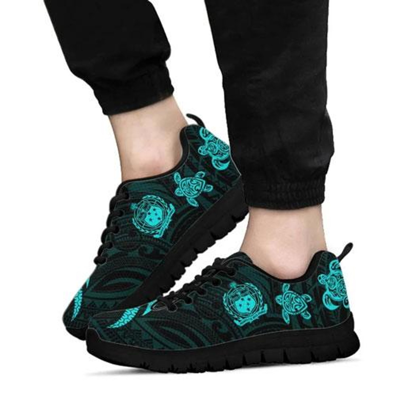 Samoa Polynesian Sneakers - Turquoise Tentacle Turtle 1