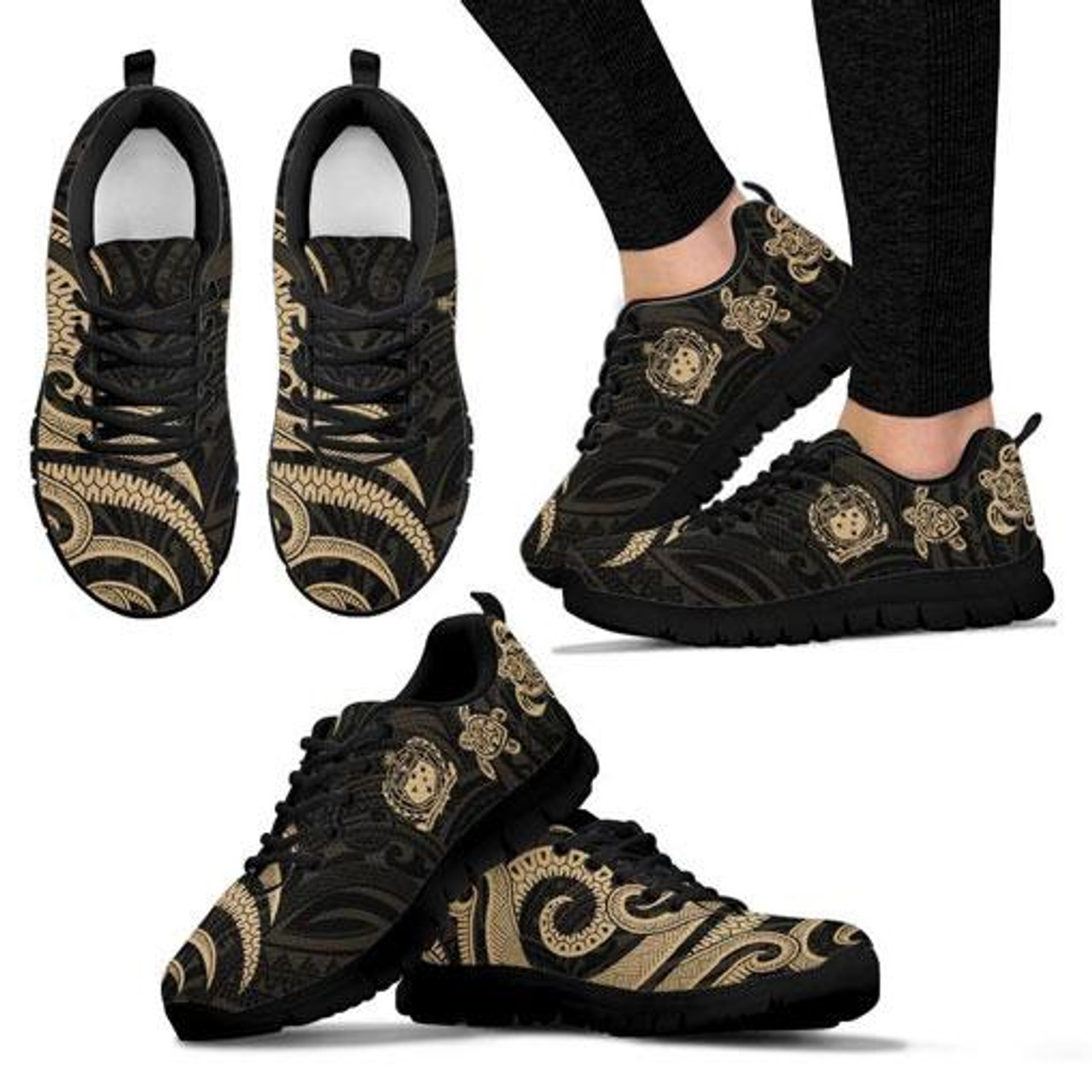 Samoa Polynesian Sneakers - Gold Tentacle Turtle 4