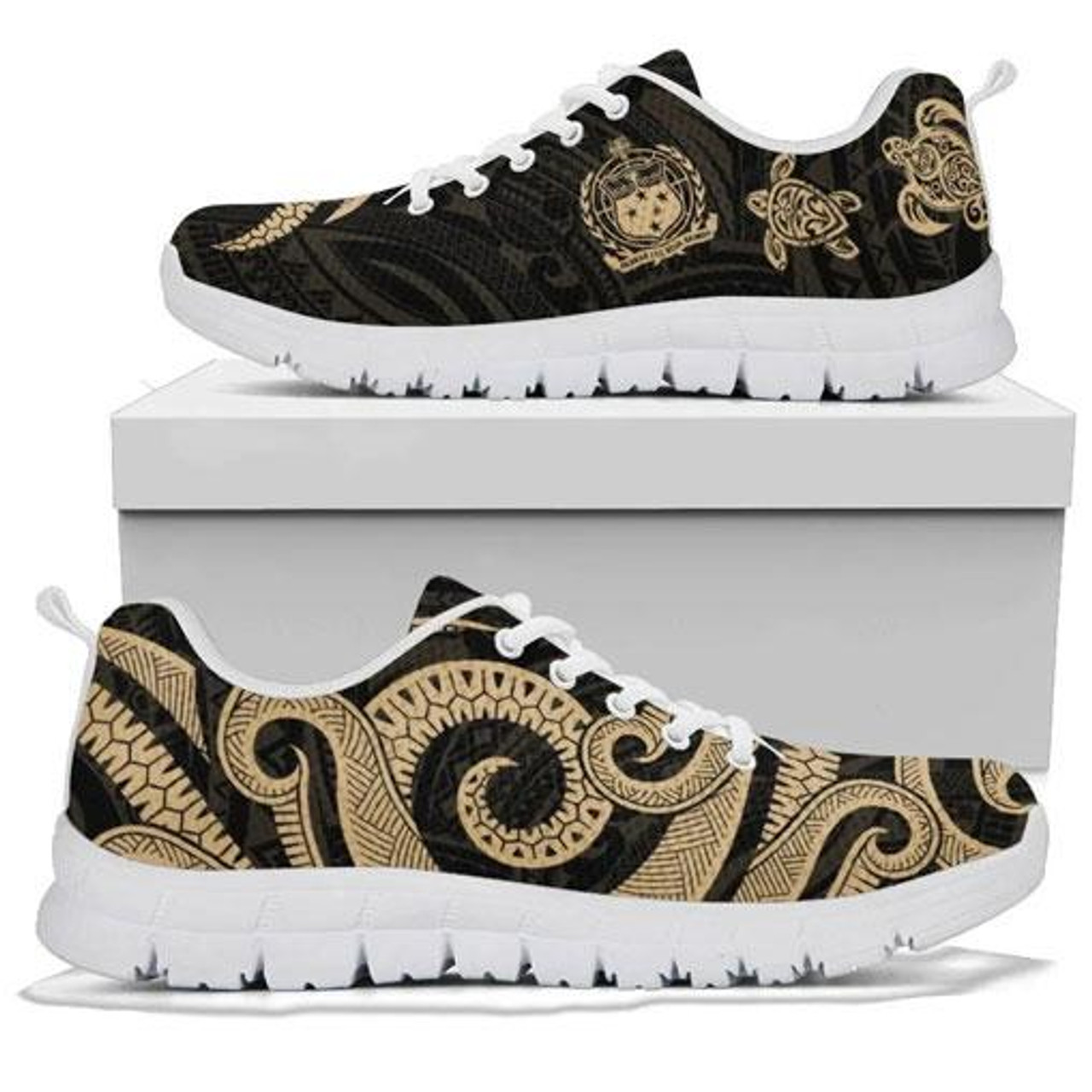 Samoa Polynesian Sneakers - Gold Tentacle Turtle 8