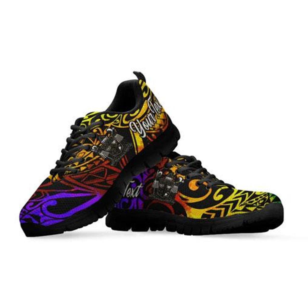 Fiji Custom Personalised Sneakers - Rainbow Polynesian Pattern Crest 3