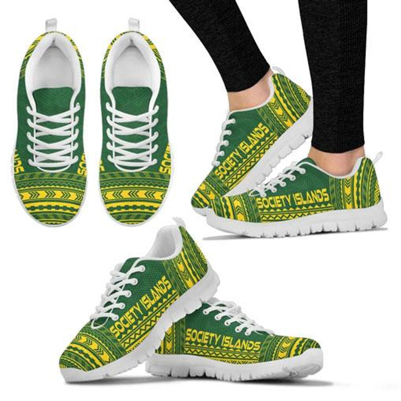 Society Islands Sneakers - Society Islands Polynesian Chief Green Yellow Version 3