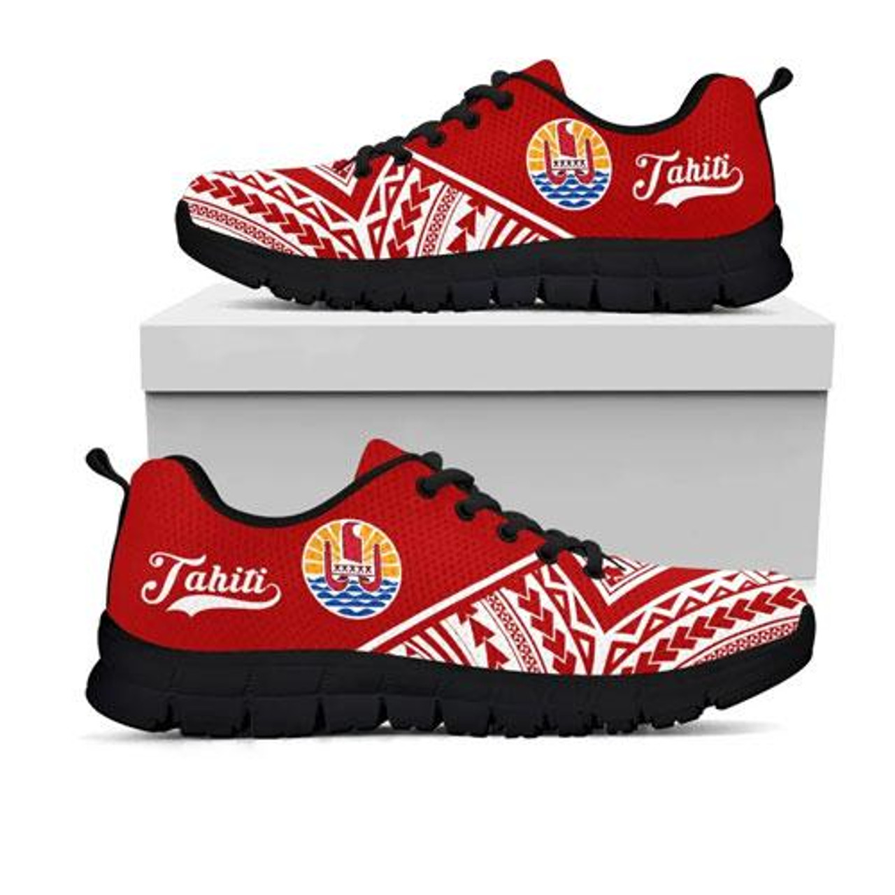 Tahiti Sneakers - Tahiti Flag Polynesian Tattoo 2nd Ver 1