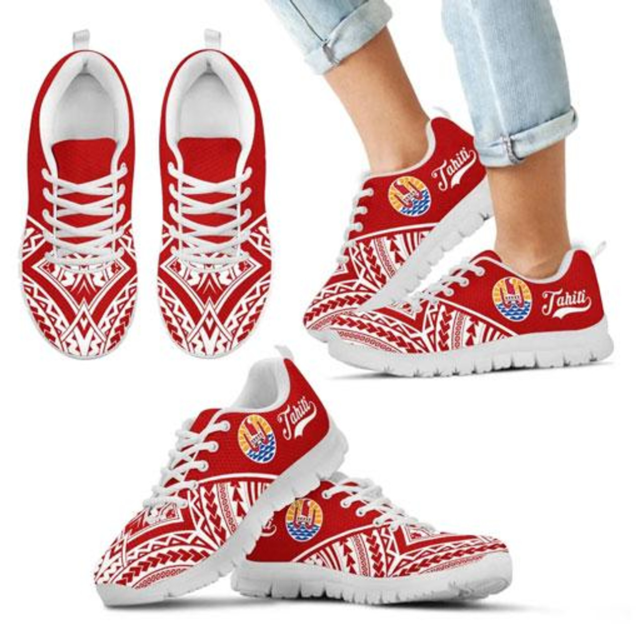 Tahiti Sneakers - Tahiti Flag Polynesian Tattoo 2nd Ver 5