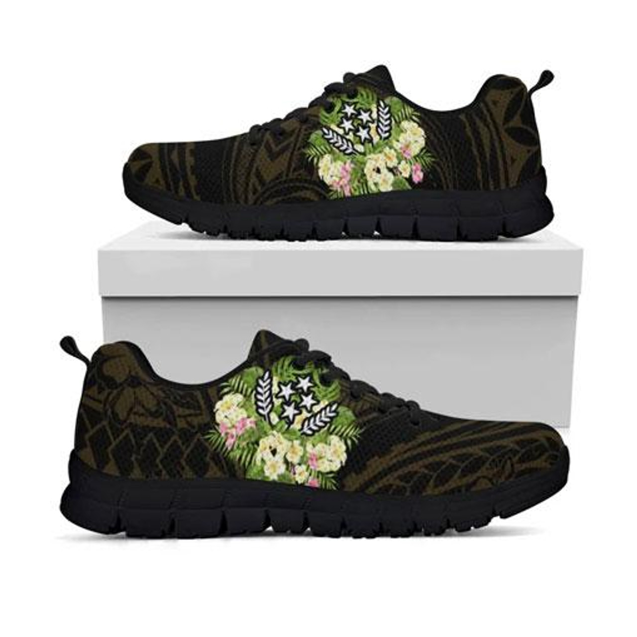 Kosrae State Sneakers - Polynesian Gold Patterns Collection 1