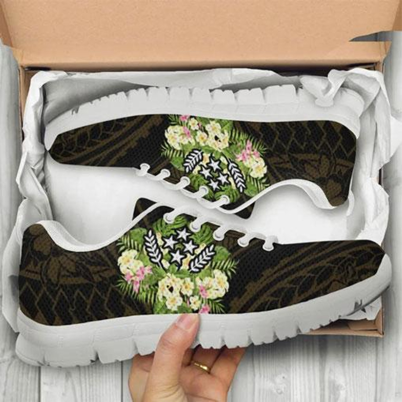 Kosrae State Sneakers - Polynesian Gold Patterns Collection 10