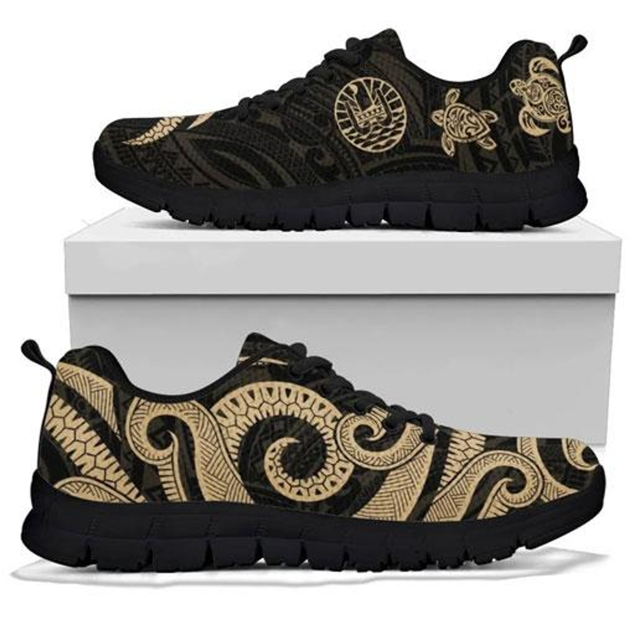 Tahiti Polynesian Sneakers - Gold Tentacle Turtle 3