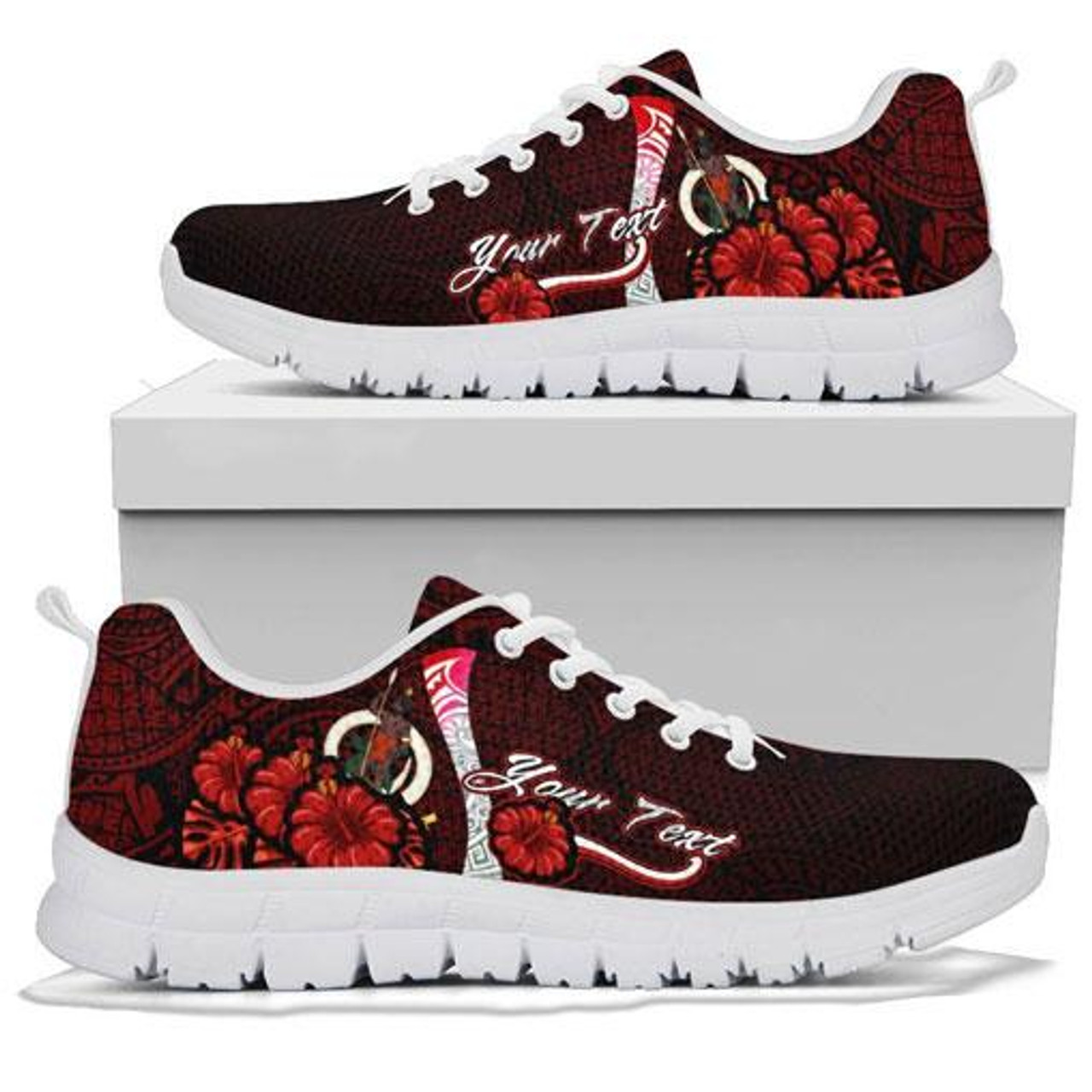 Vanuatu Polynesian Custom Personalised Sneakers - Coat Of Arm With Hibiscus 8