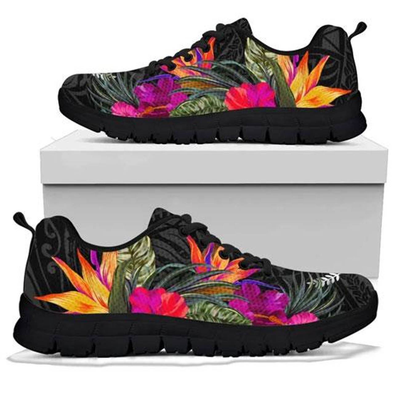 Kosrae Sneakers - Polynesian Hibiscus Pattern 3