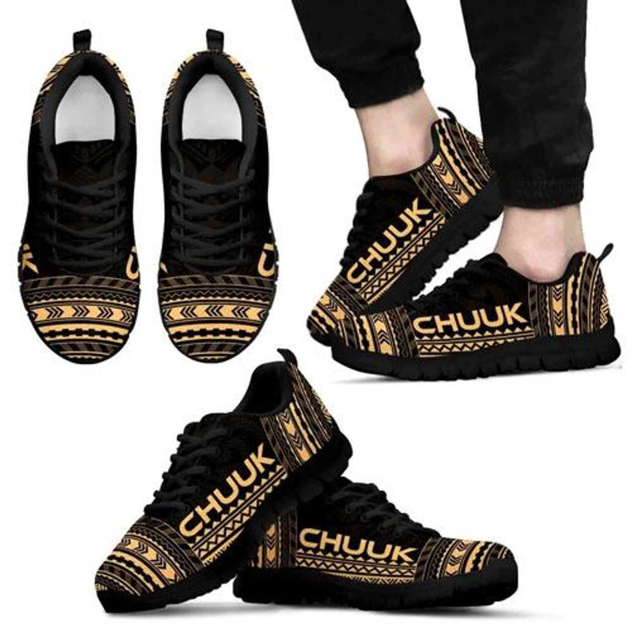 Chuuk Sneakers - Chuuk Polynesian Chief Tattoo Gold Version 2