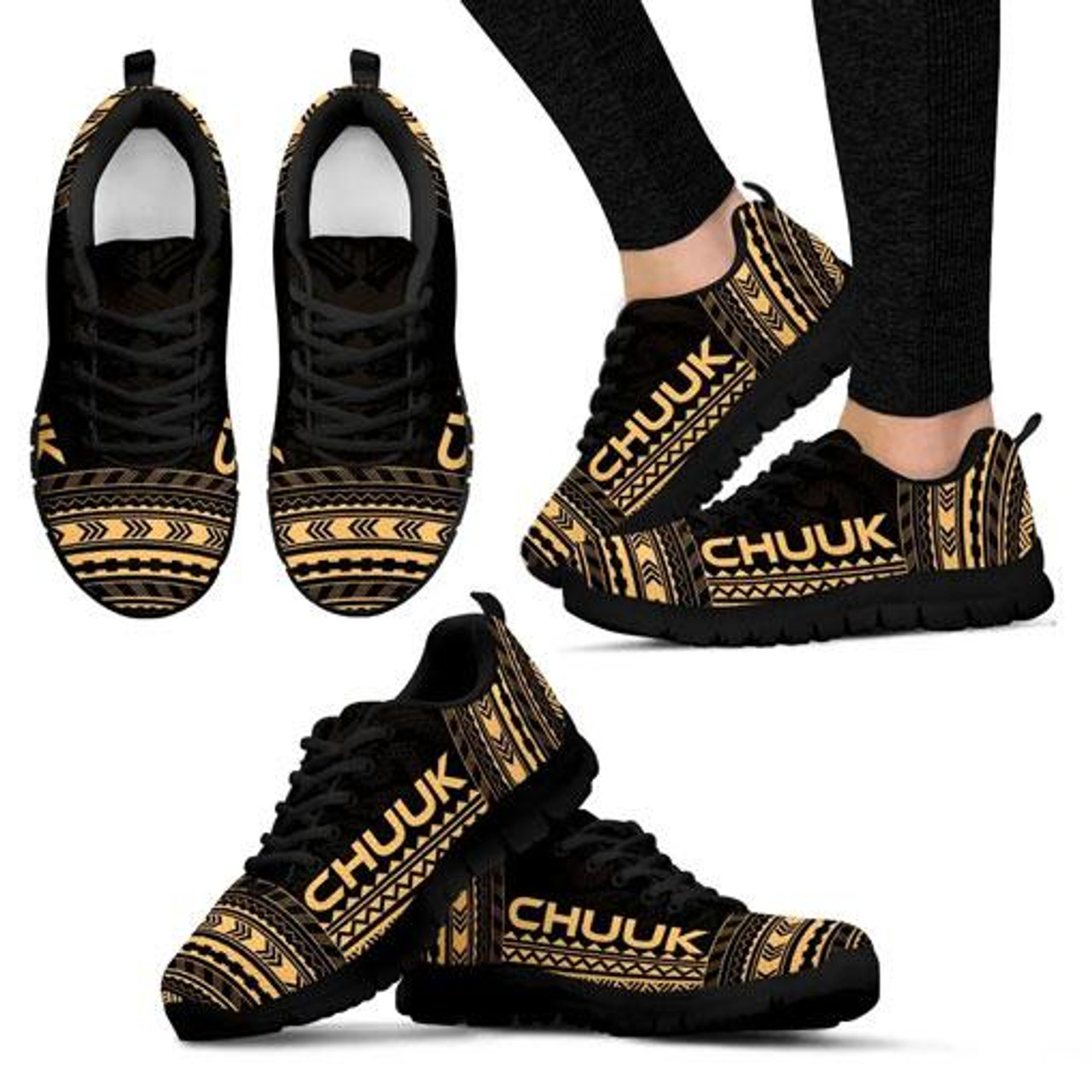 Chuuk Sneakers - Chuuk Polynesian Chief Tattoo Gold Version 4