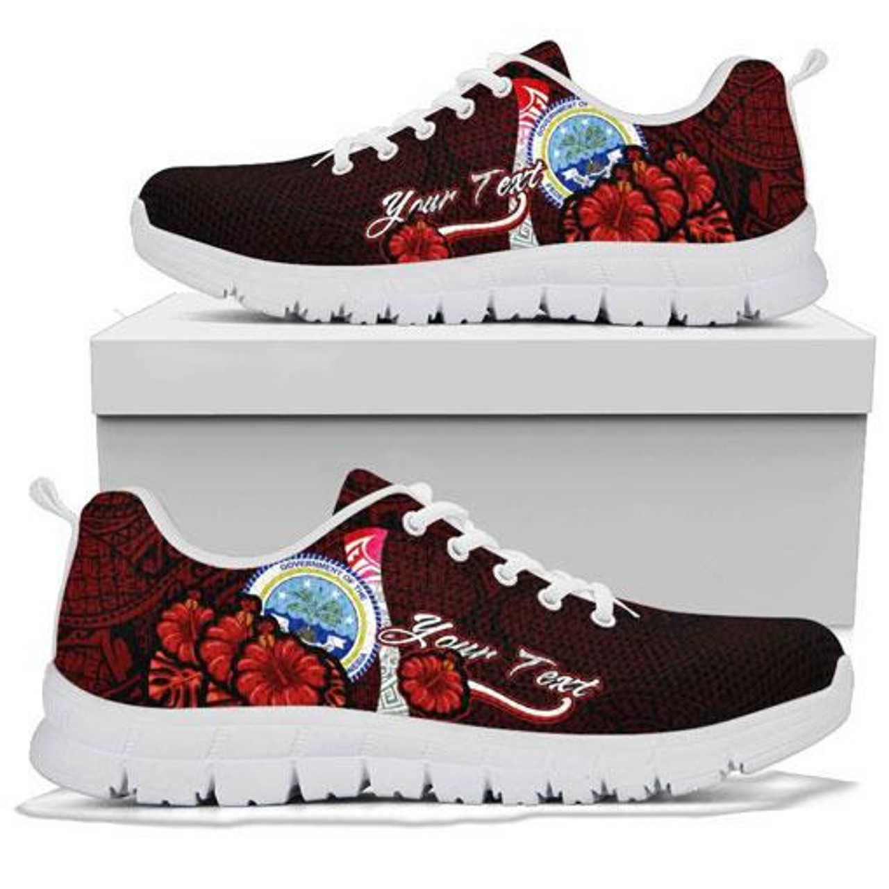 Federated States Of Micronesia Custom Personalised Sneakers - Coat Of Arm With Hibiscus 8