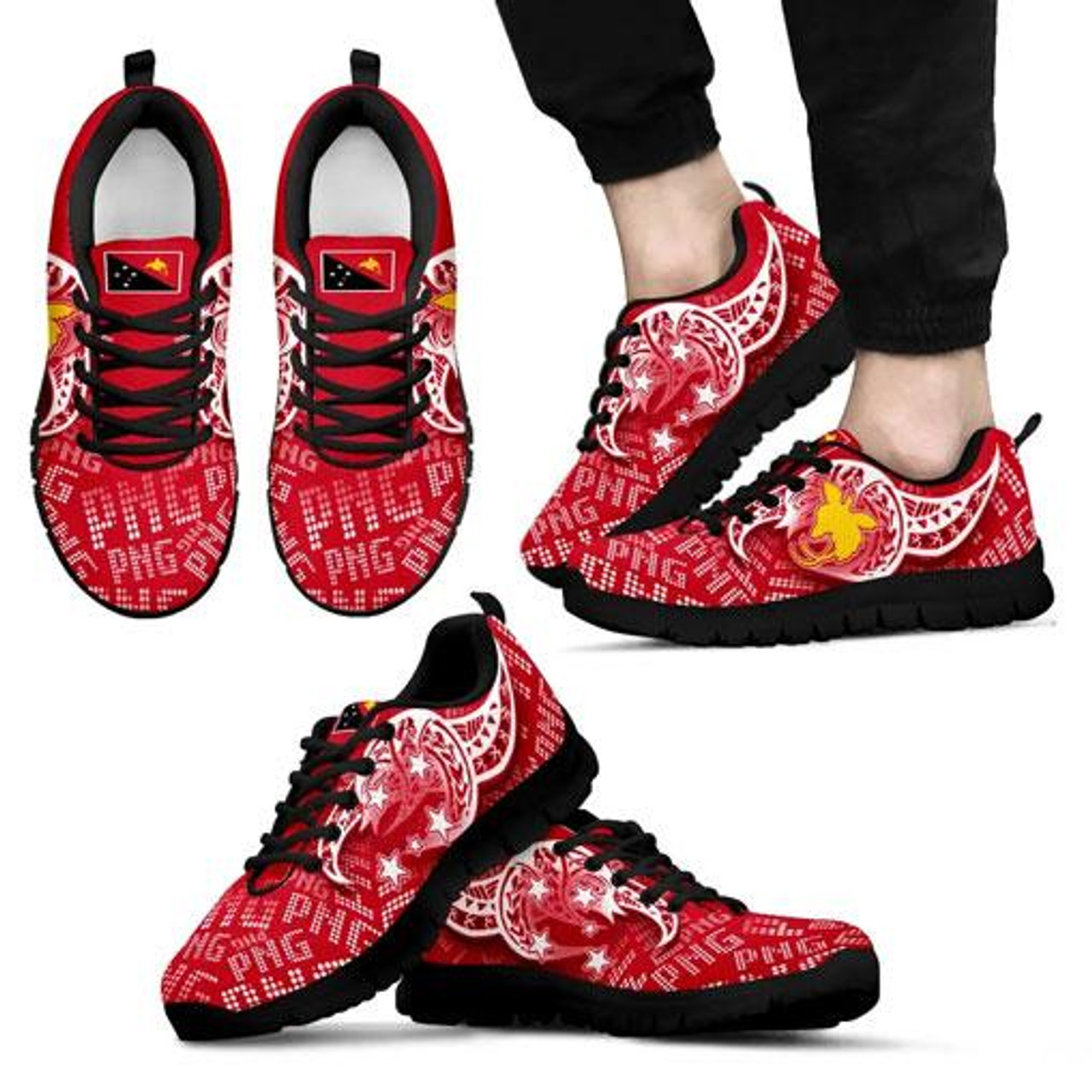 Papua New Guinea Sneakers - PNG Flag & LED Light White