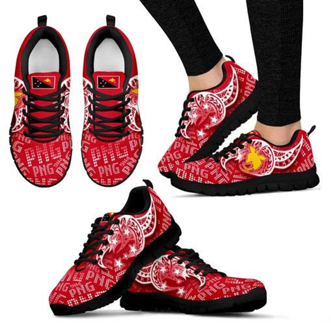 Papua New Guinea Sneakers - PNG Flag & LED Light White 3