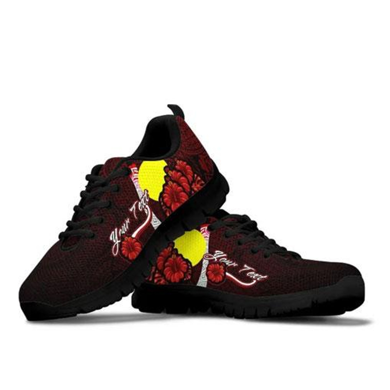 Palau Polynesian Custom Personalised Sneakers - Coat Of Arm With Hibiscus 2