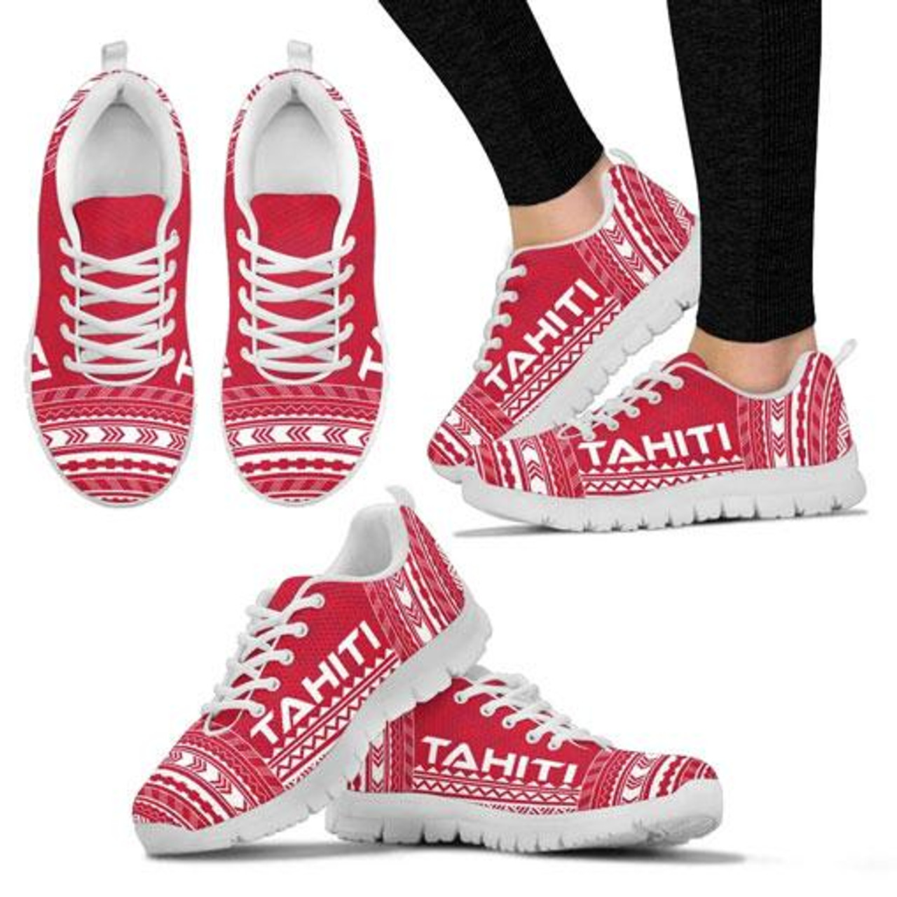 Tahiti Sneakers - Tahiti Polynesian Chief Tattoo Red Version 3